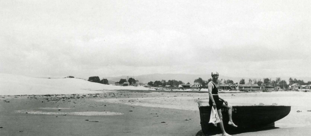 A 1931 photo of a woman at Lake Illawarra.