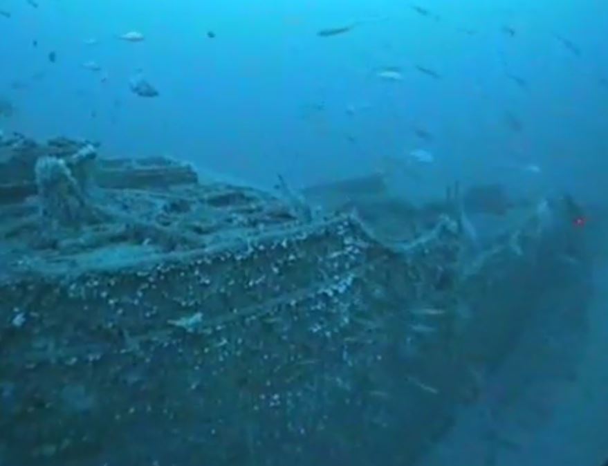Wreckage of a ship on the ocean floor