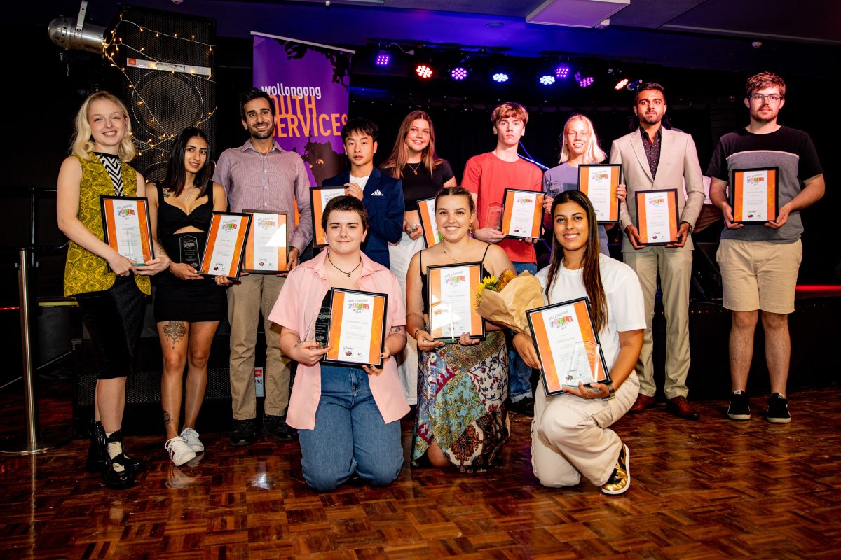 Winners of the 2023 Youth Week awards being celebrated. 