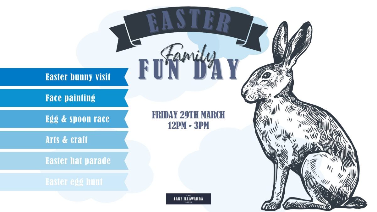 Flyer for easter Family Fun Day at Lake Illawarra Hotel