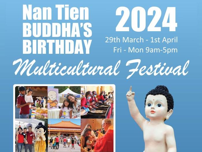 Flyer for Buddha's Birthday Multicultural festival at Nan Tien Temple