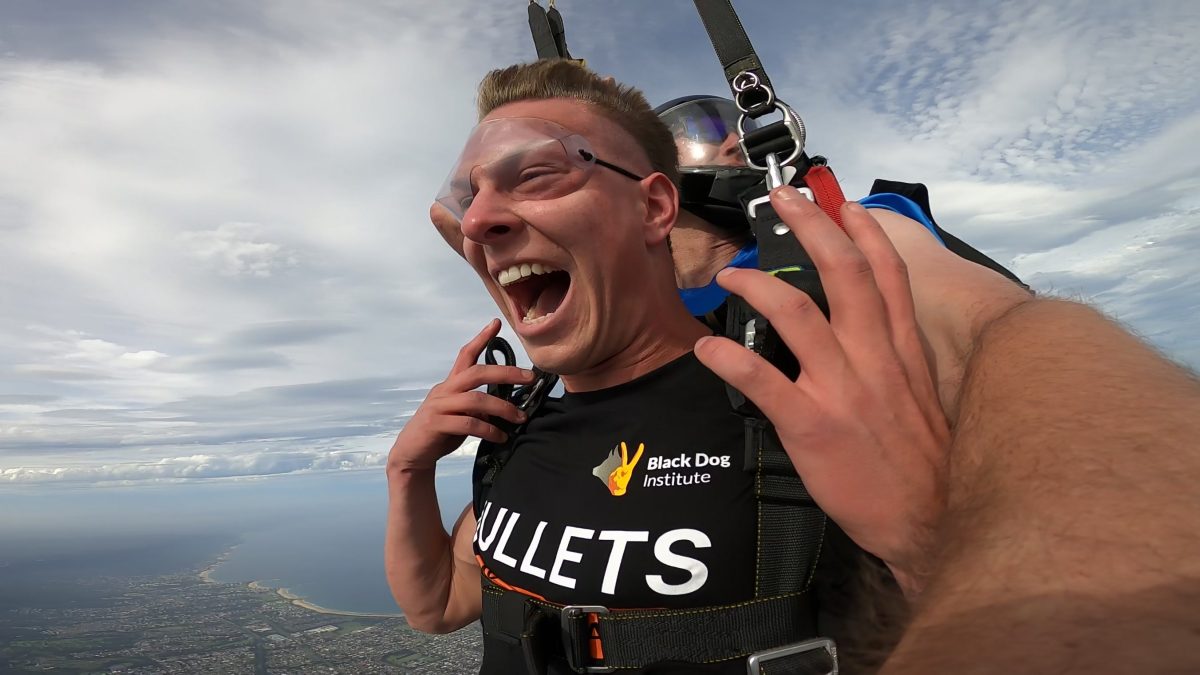 two men skydiving