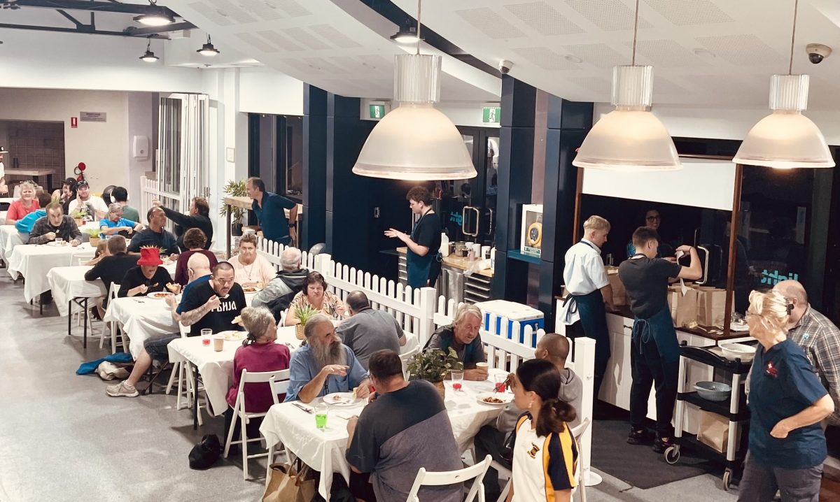 People eating in a restaurant.