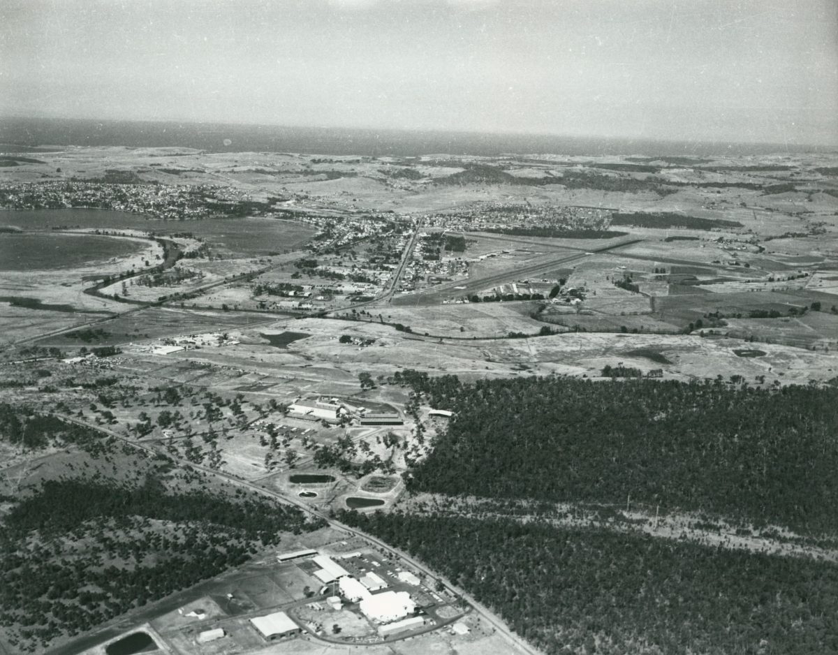 An aerial photo of Albion Park Rail and the airport.