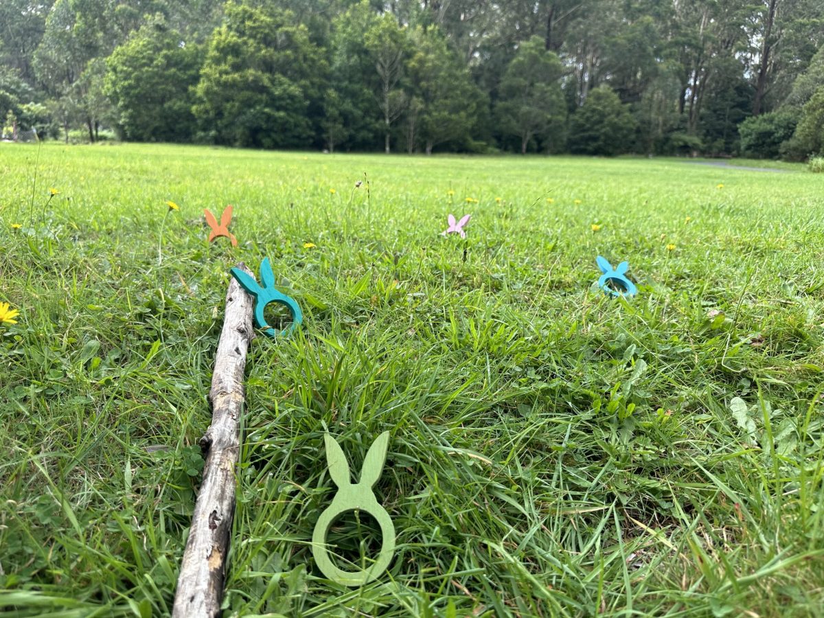 Grass with bunny shaped markers