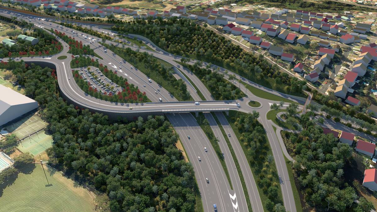 Artist's impression of the Mt Ousley interchange.