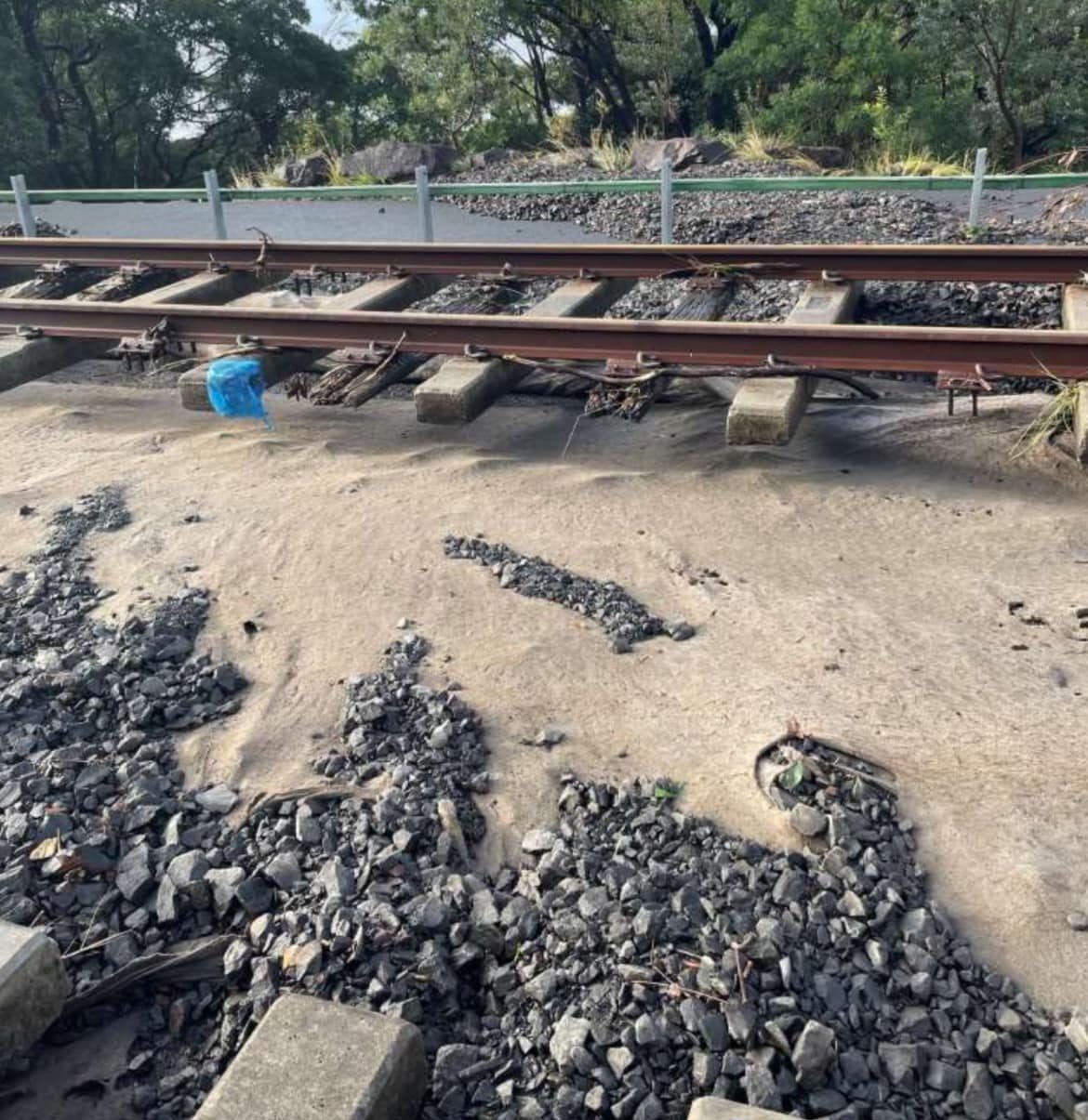 Damaged rail line.