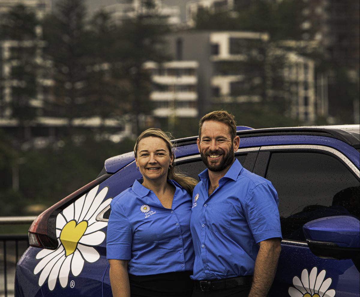 Driving Miss Daisy Wollongong founder Bethany Paterson with her husband