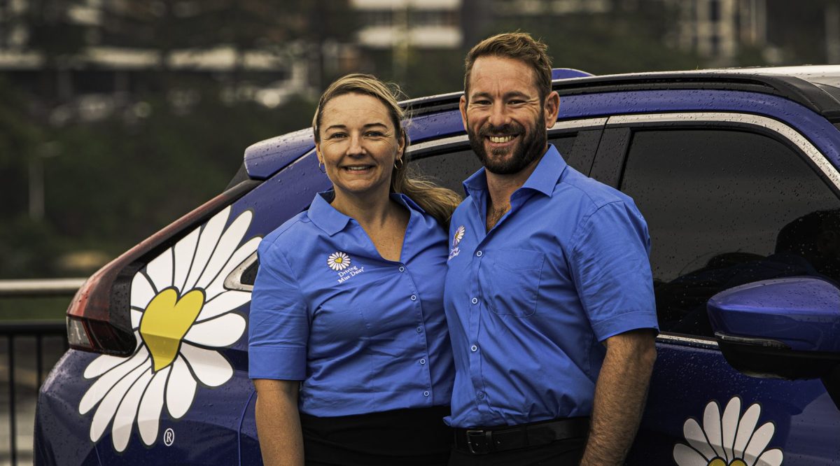 Driving Miss Daisy Wollongong founder Bethany Paterson with her husband