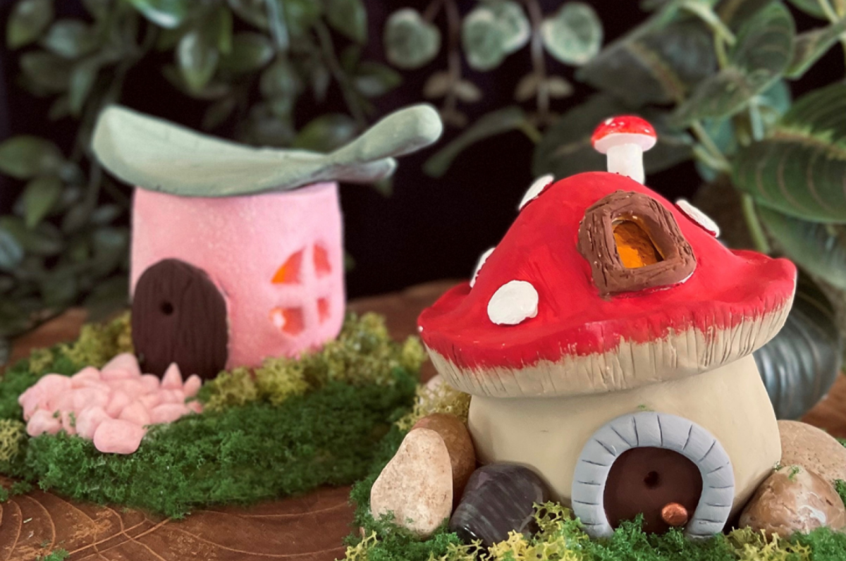 Clay hand painted fairy houses
