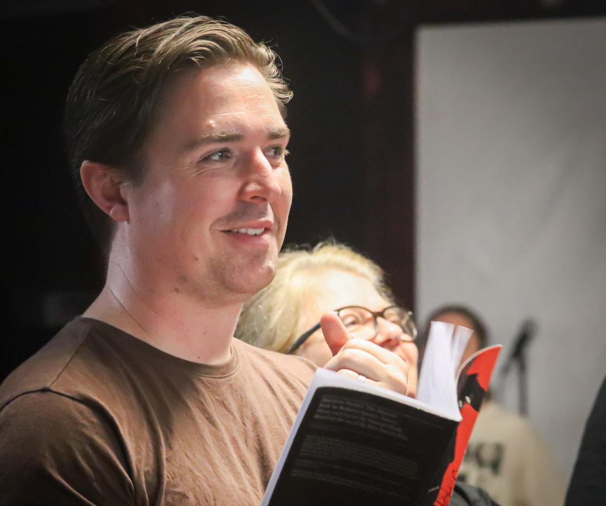 Alex Perritt rehearses for American Psycho the musical