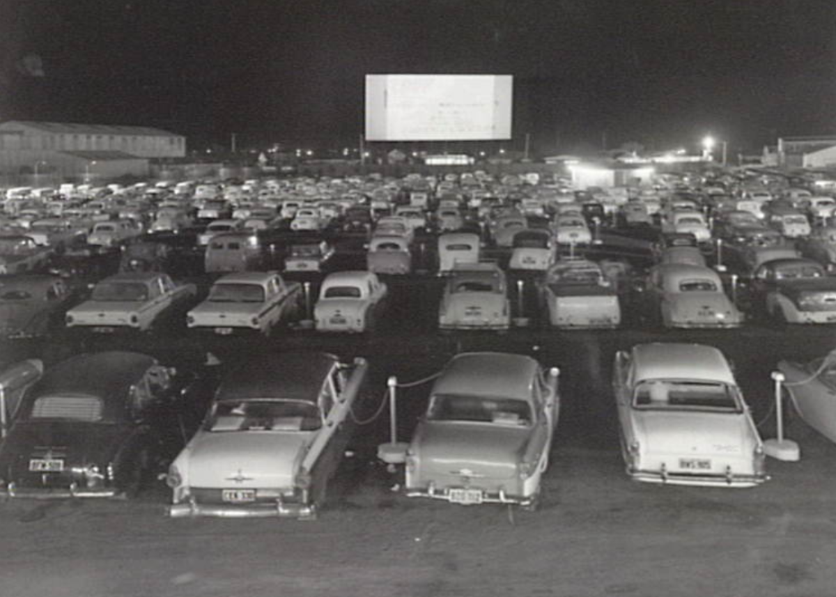 Cars at a drive-in.