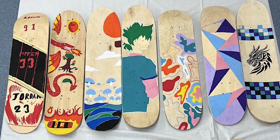 Partially painted skateboard