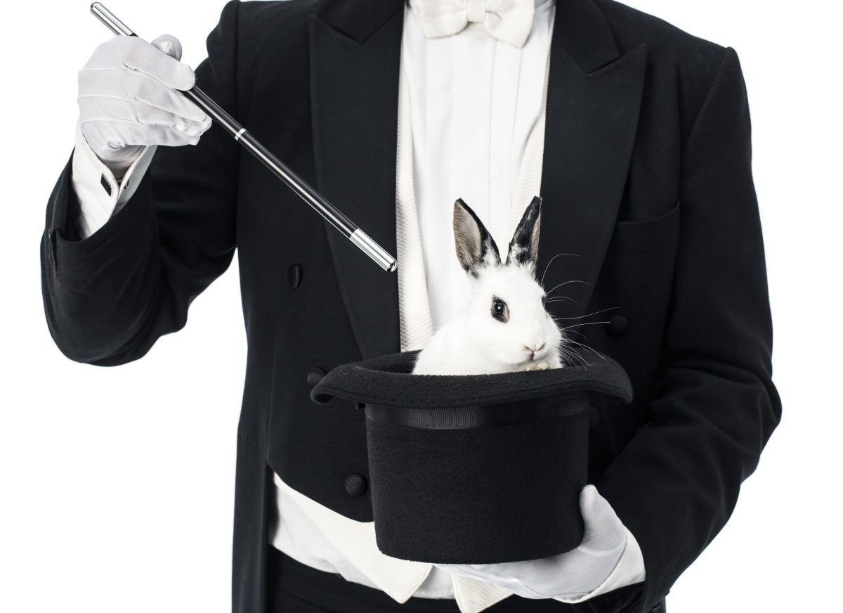 Appearance of rabbit inside magician top hat