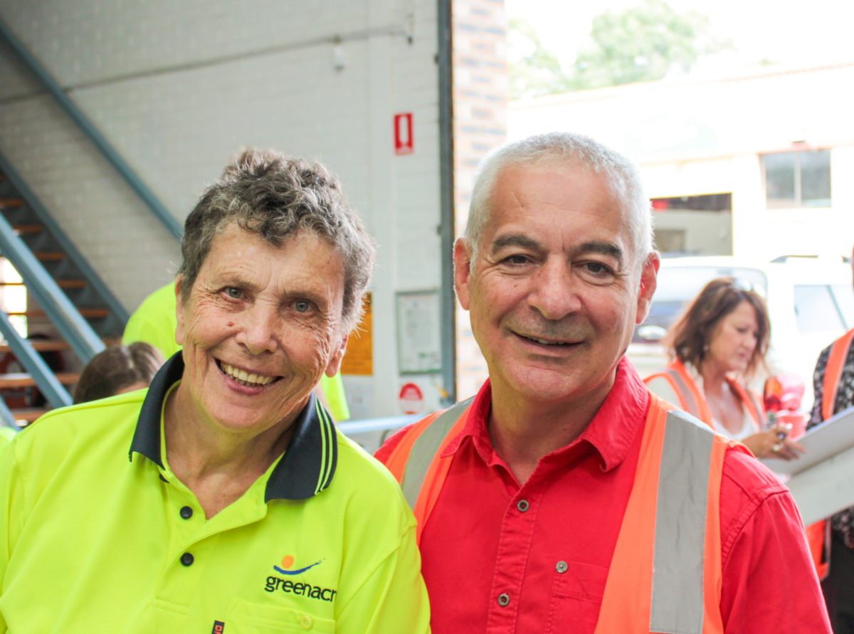Greenacres CEO Chris Christodoulou with the organisation's longest standing employee, Elaine Harvey