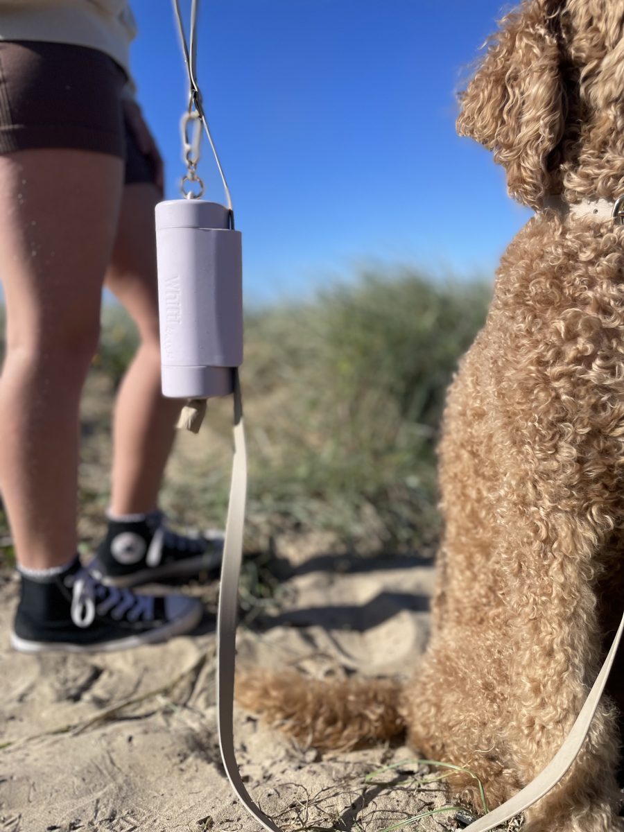 The Whifti Walks canisters are big enough to fit a couple of poos, can be attached to a lead and have a built-in bag dispenser. 