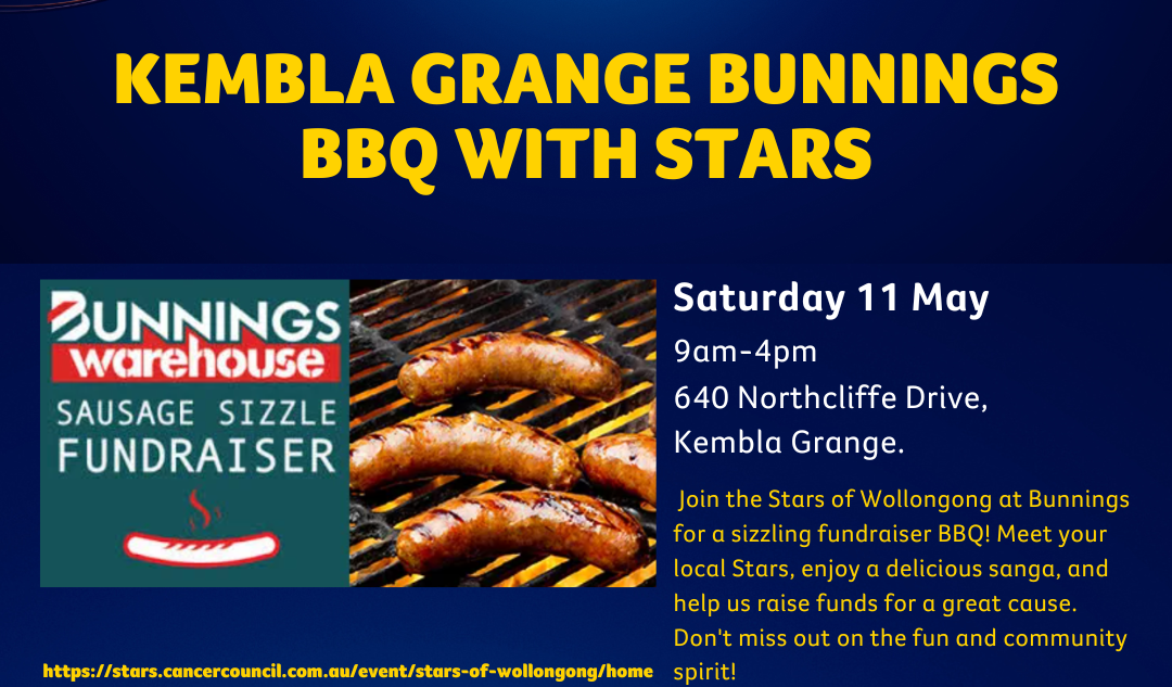Flyer for Stars of Wollongong Bunnings sausage sizzle funraiser