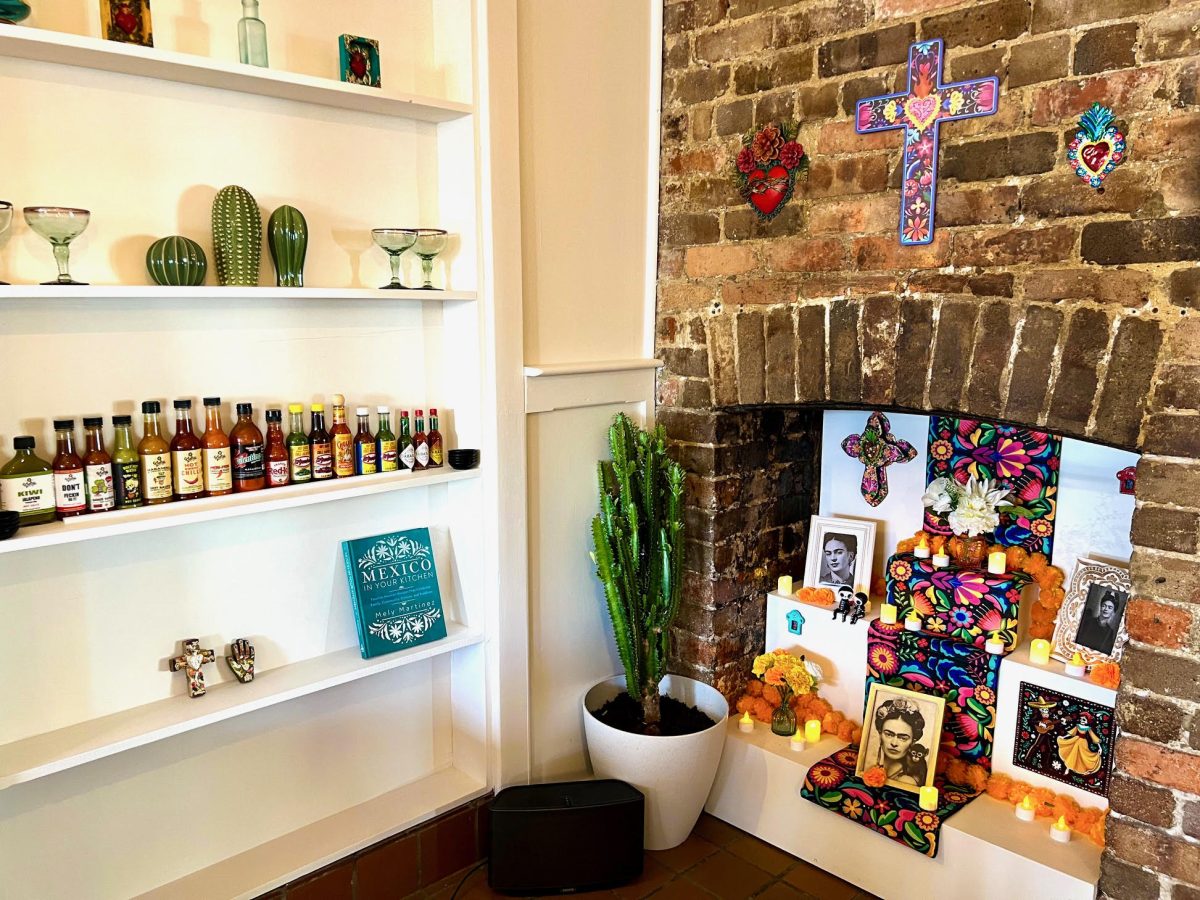 The cantina has a chilli sauce “library” and, in the old fireplace, a traditional Mexican ofrenda: a tribute to the spirit of Frida Kahlo.