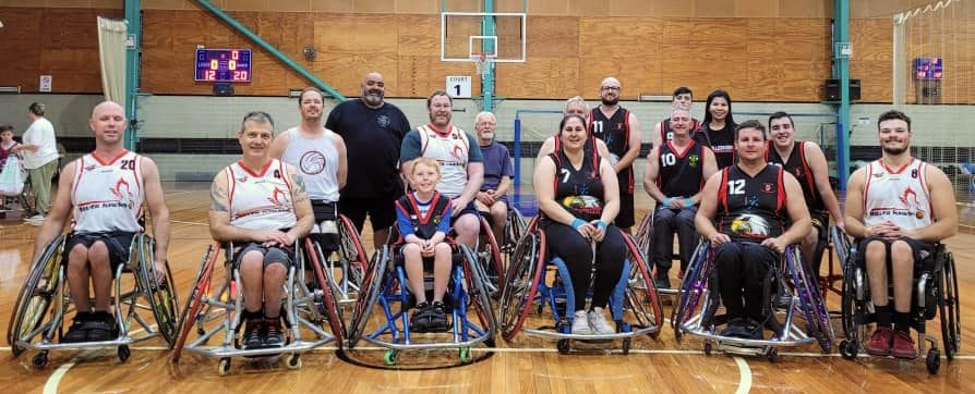 Group of wheelchair basketballers.