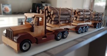Malcolm hauls in first-class honours for miniature timber truck intended as a gift