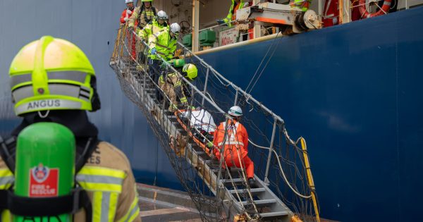 Emergency training calls for all hands on deck at Port Kembla harbour