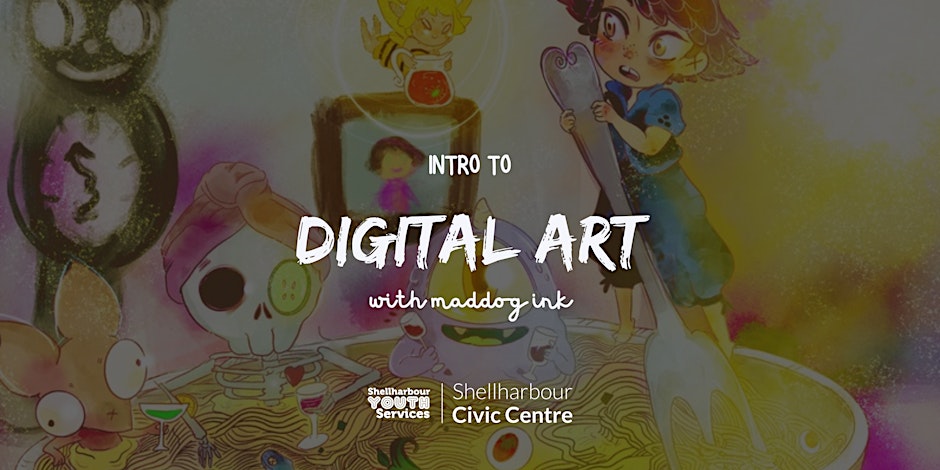Flyer for digital art workshop with MadDog Ink