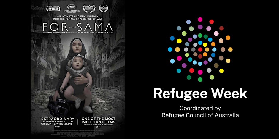 Banner for For Sama screening at Shellharbour City Library