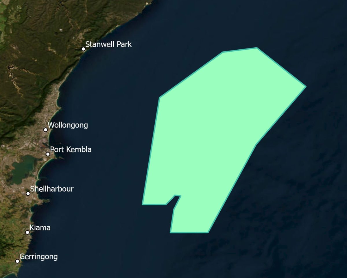 Map showing Illawarra offshore wind zone