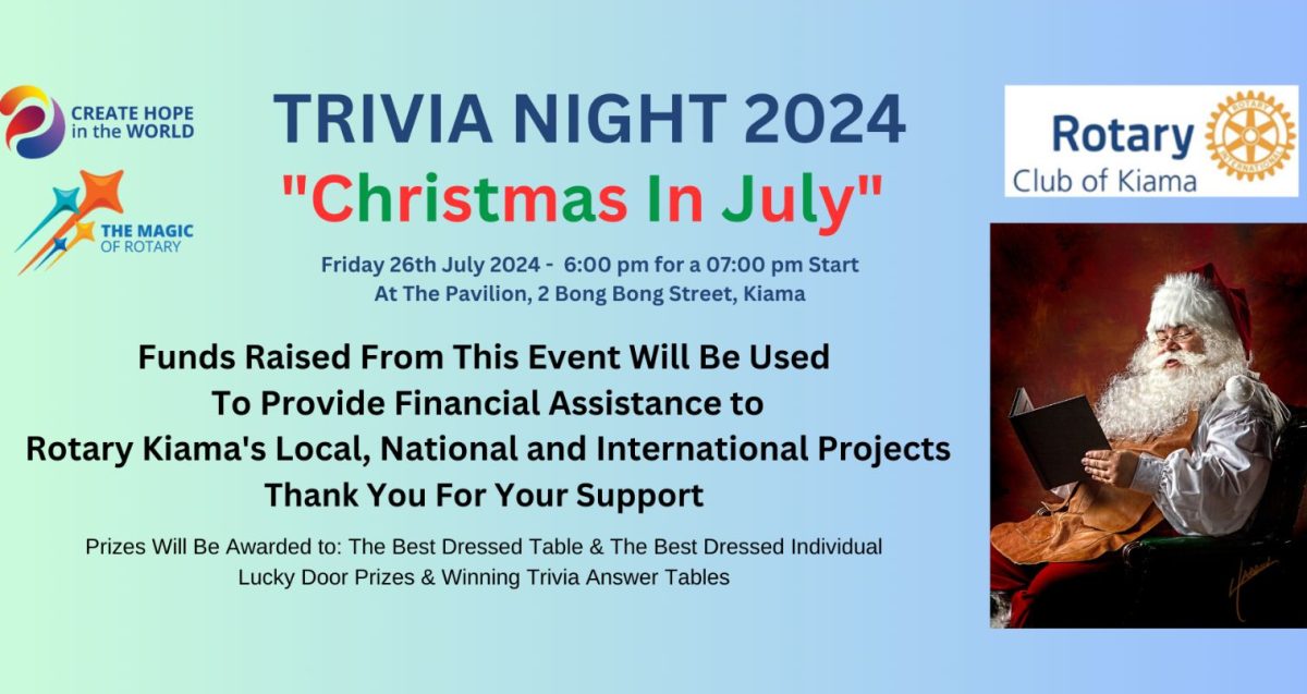 Banner for Christmas in July event for The Rotary Club of Kiama