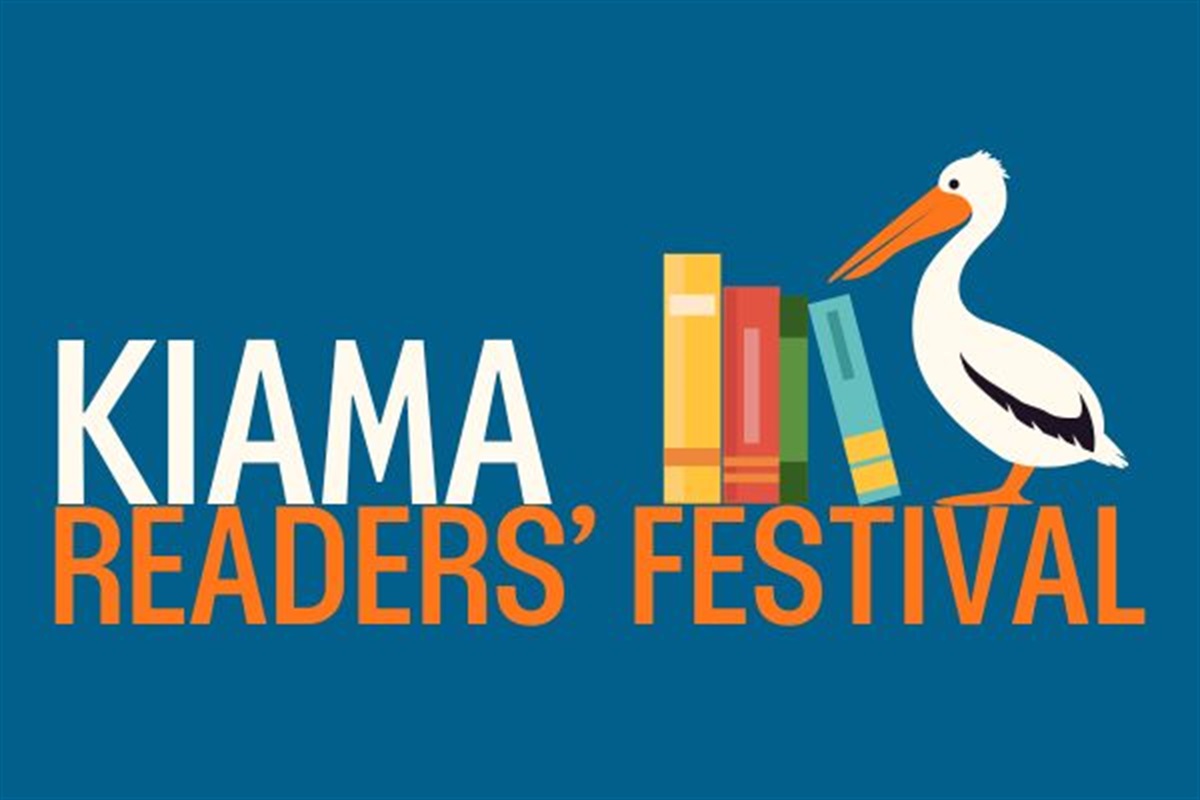 Logo for Kiama Readers' Festival featuring pelican and books