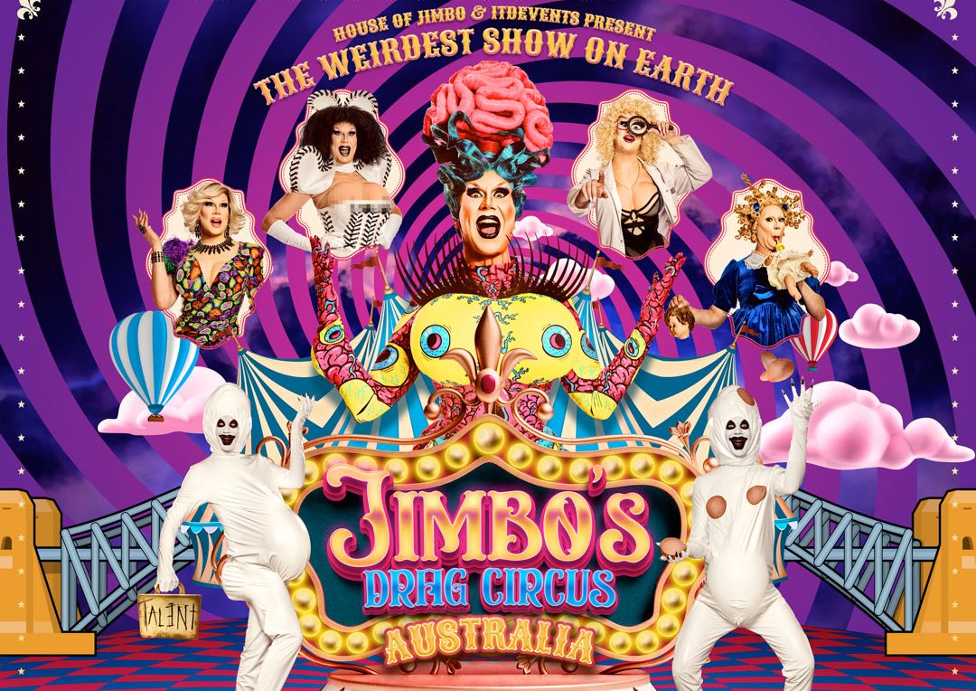 Flyer for Jimbo's Drag Circus at UniBar Wollongong