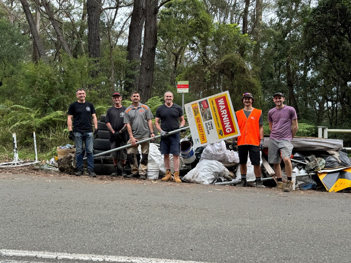 Wollongong Mountain Bike Club members spent their Sunday morning clearing tonnes of rubbish out of the escarpment.