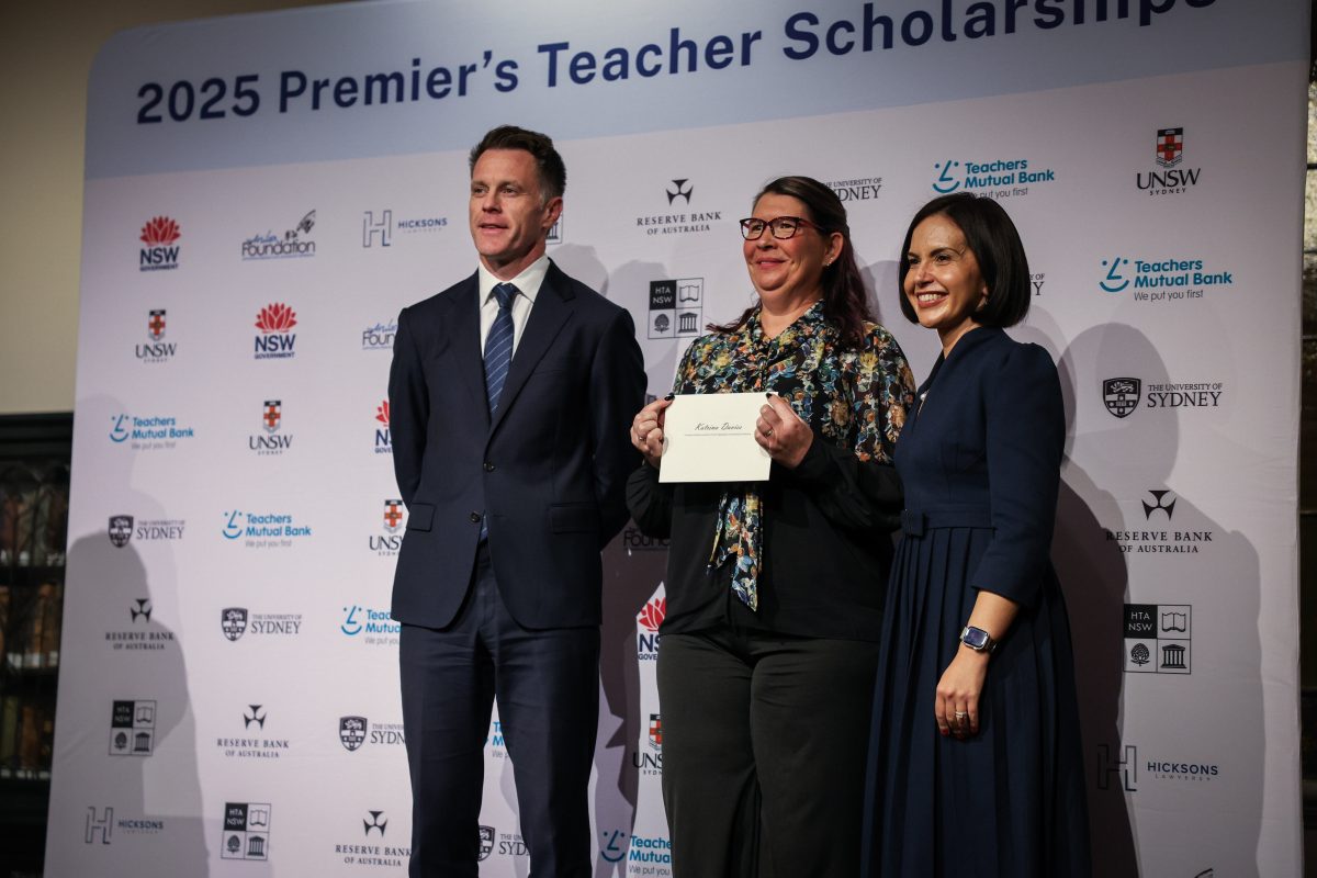 Dapto High School counsellor Katrina Davies accepts a scholarship