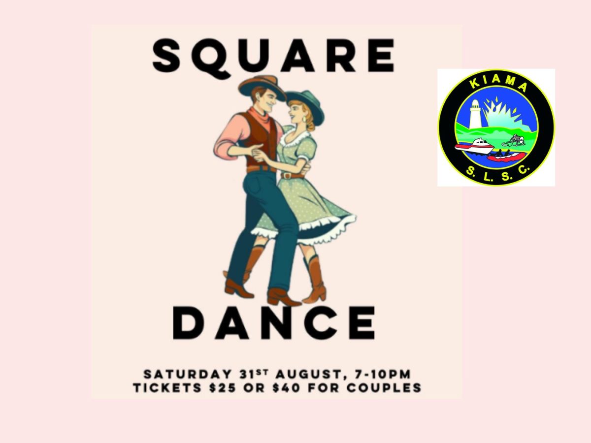 Event flyer featuring couple square dancing