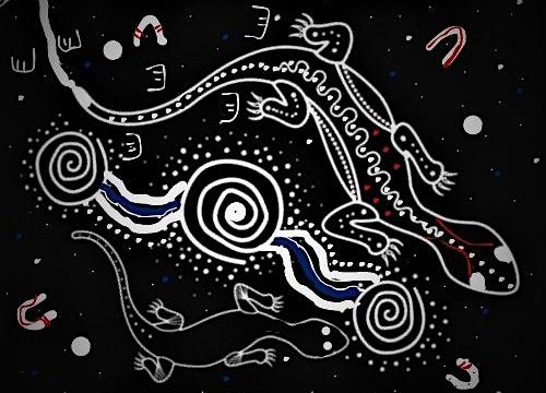 Aboriginal drawing of lizards