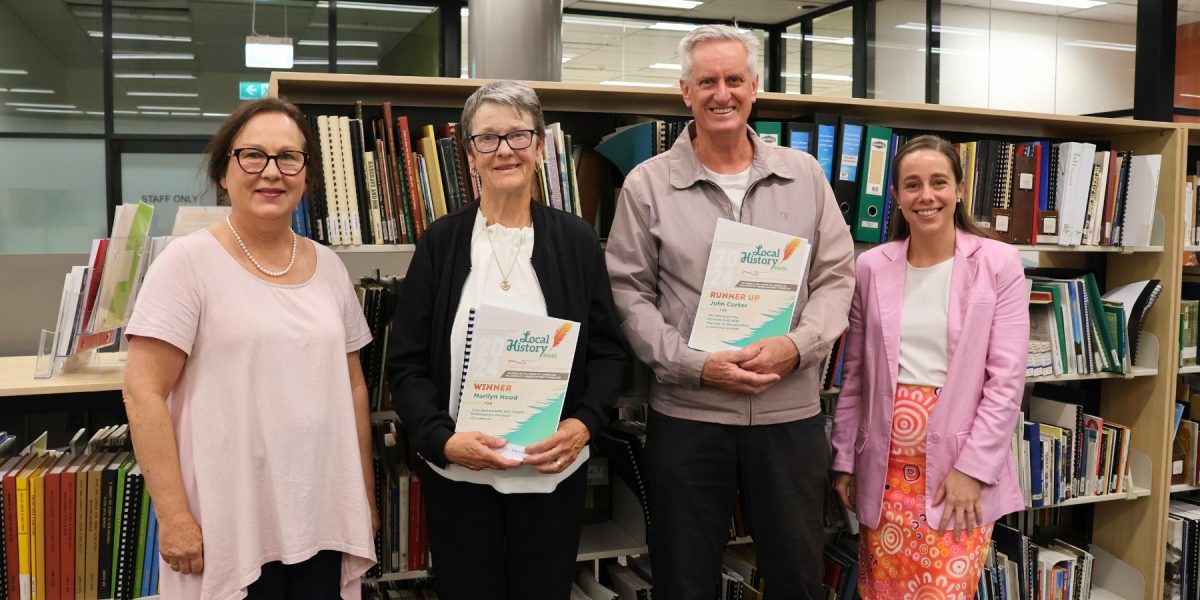 Jo Oliver, Marilyn Hood, John Corker and Jessica Bruce at Wollongong's 2024 Local History Prize. 