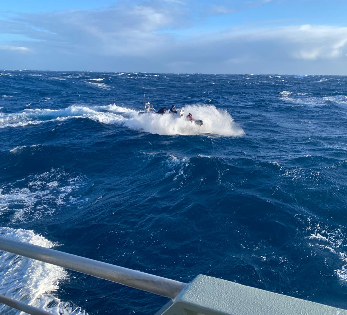 Boat in high seas