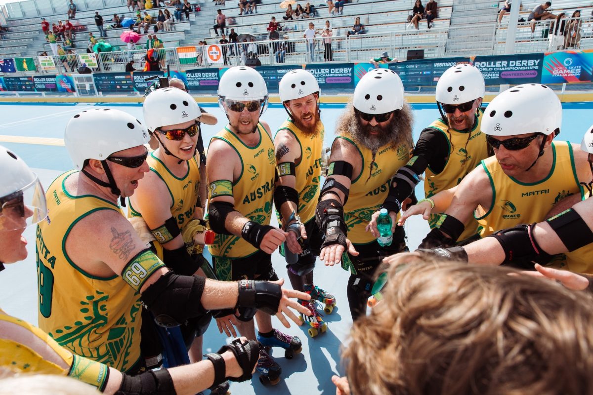 Team Australia get ready to take to the track. 