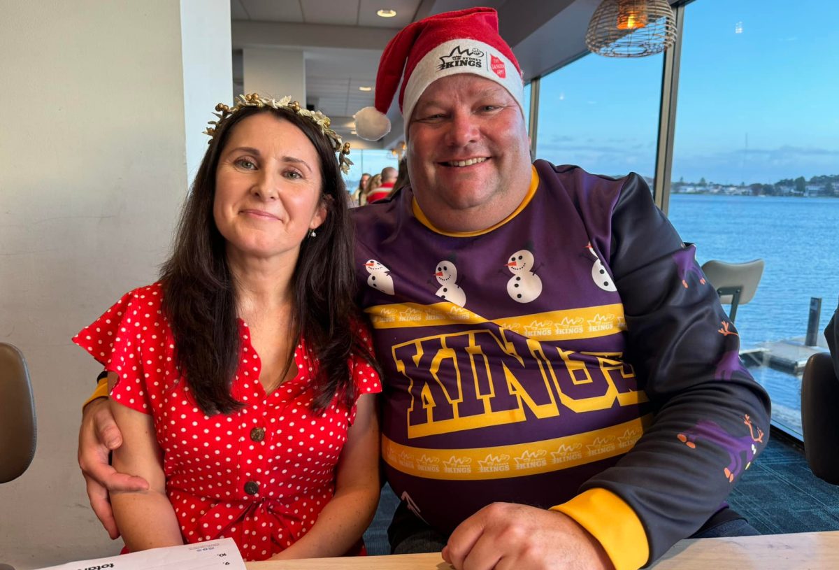 Festive dress? Check. Festive jumper? Check. Festive headgrear? Double check. Journalist Kellie O'Brien and her husband Julian don't muck about when it comes to Christmas. 