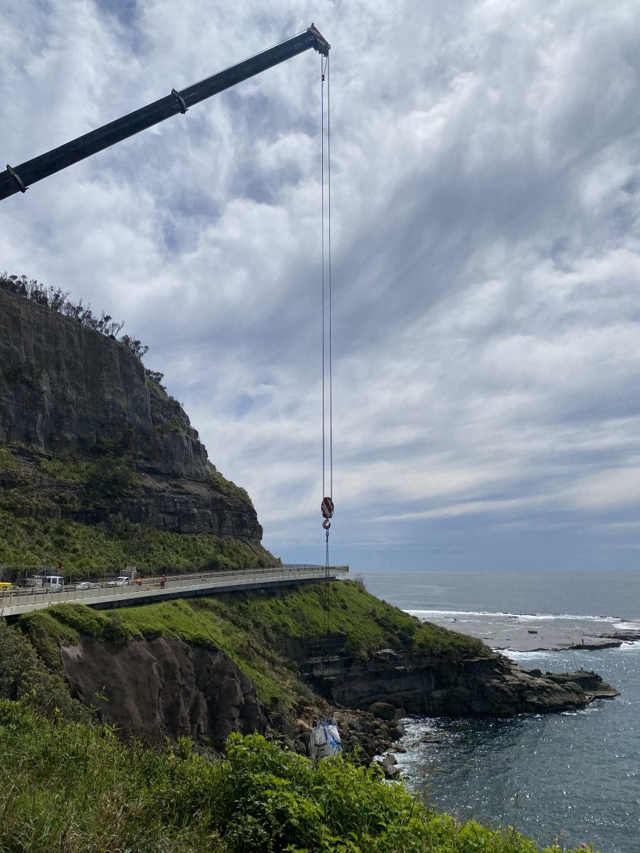 crane over Sea Cliff Bridge