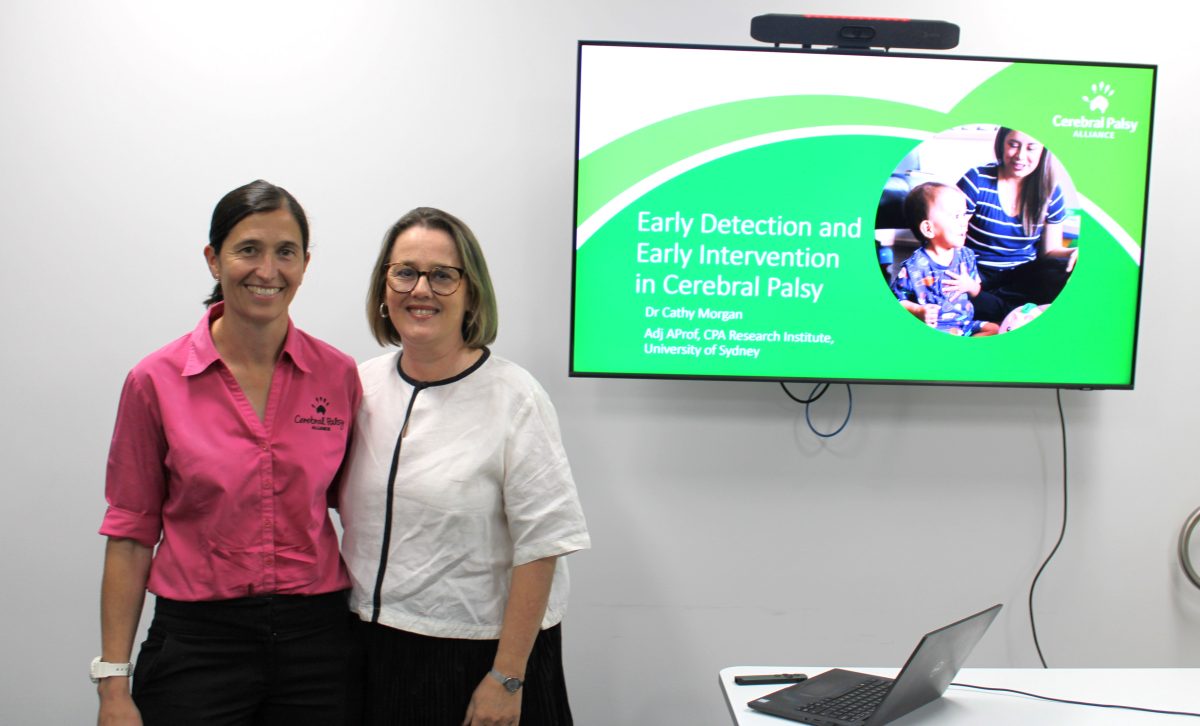 Cerebral Palsy Alliance physiotherapist Airlie Galvin and Early Detection & Intervention Program lead Dr Cathy Morgan. 