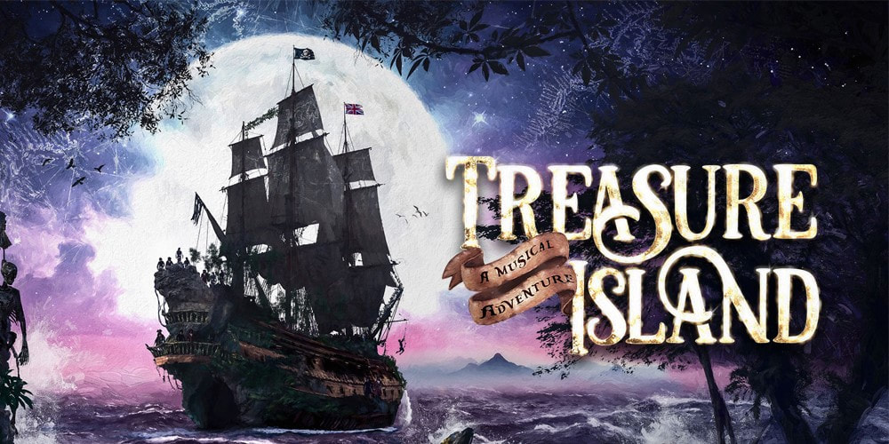 Banner for Treasure Island musical production at Roo Theatre in Shellharbour