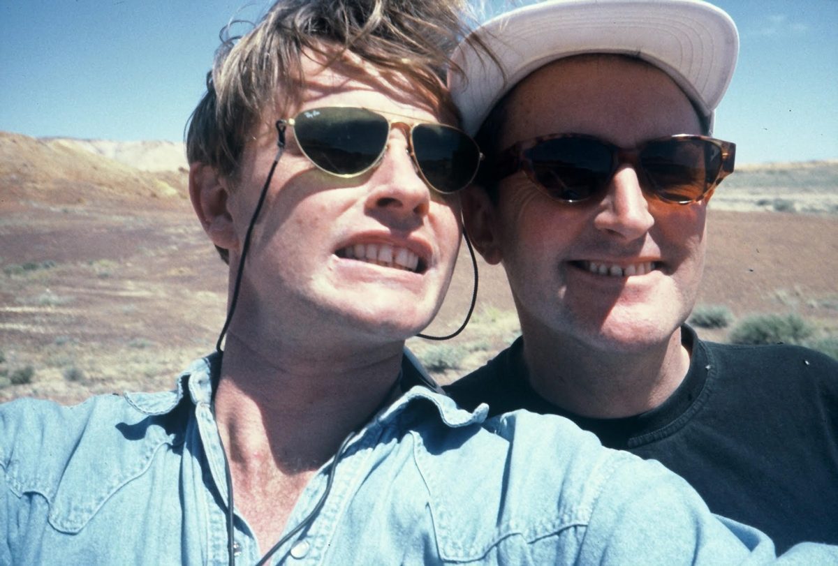 Director Stephan Elliott and producer Al Clark in the Aussie desert