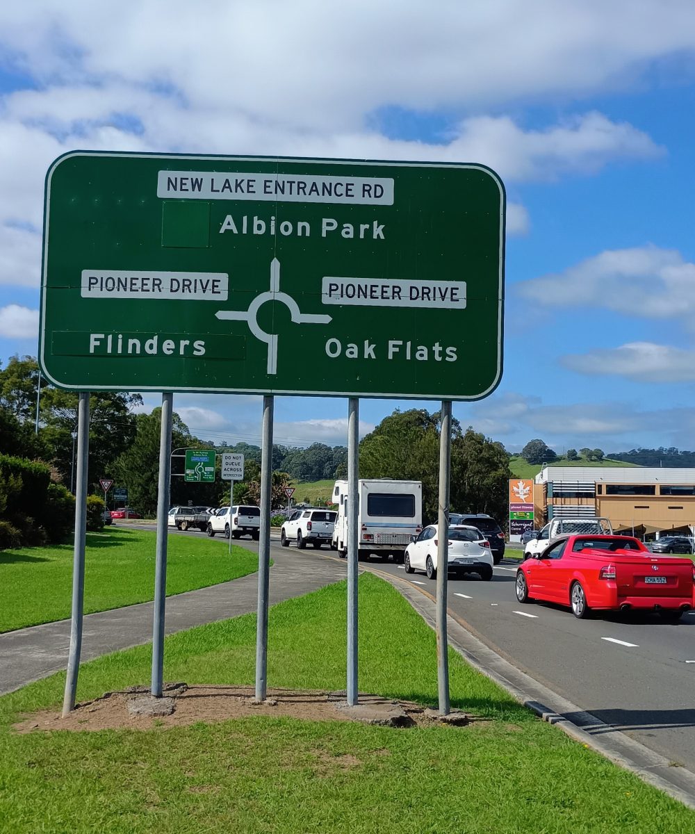 road sign and traffic