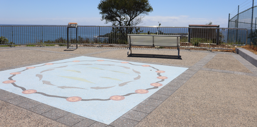 Artwork at a coastal viewing area