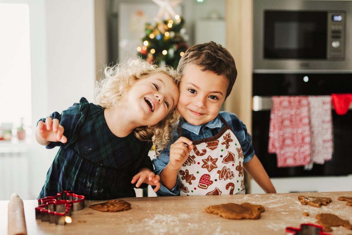 Children making gingerbread at Christmas