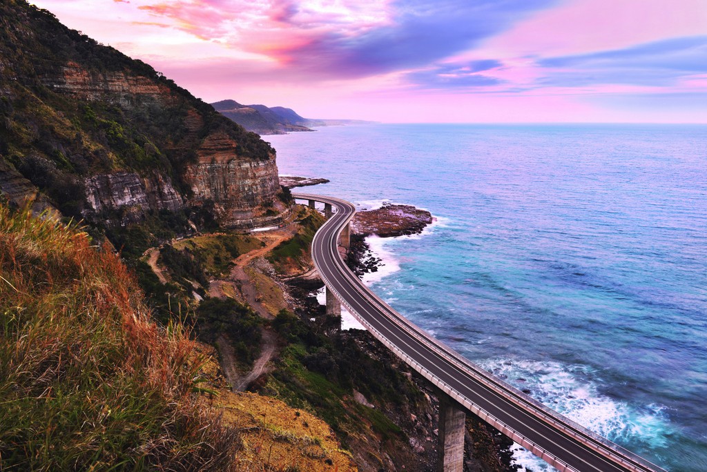 Sunset behind bridge