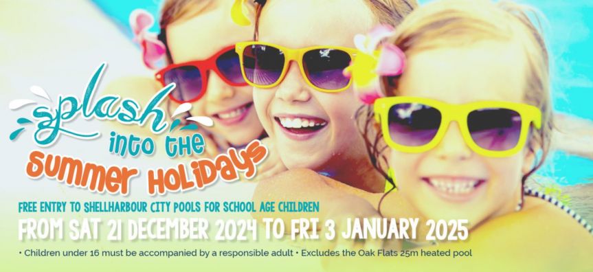 Banner for free entry to Shellharbour city pools