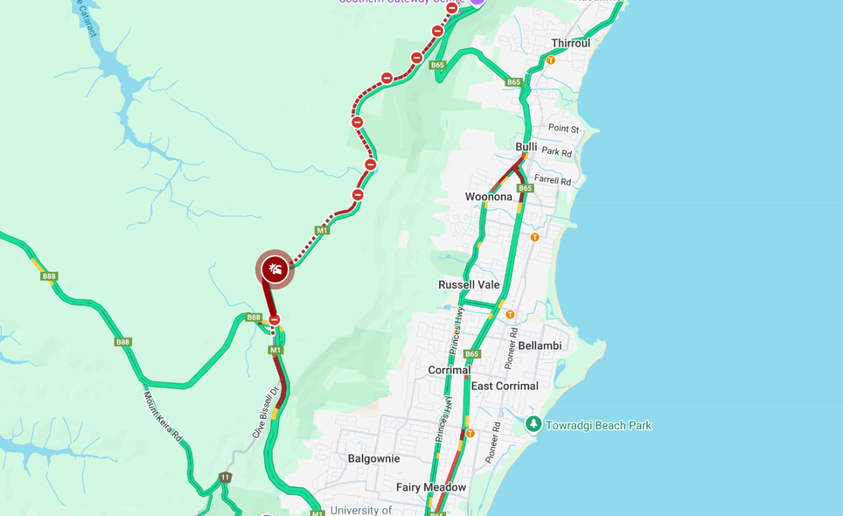 Northbound lanes of the M1 on Mount Ousley are closed following a fatal accident