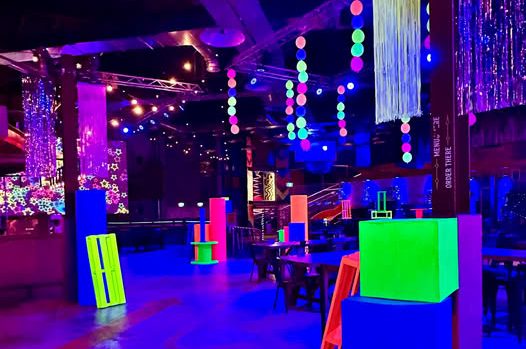 Playground at The Shellharbour Club lit up in black light